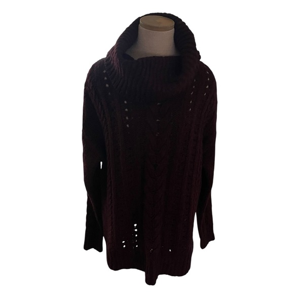 Women´s Cowl Neck Sweater Deep Burgundy Wool Blend...